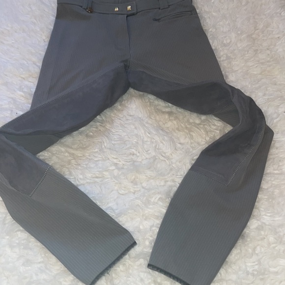 Golden Dress Full Leather Seat Breeches Size 25R Pinstripe Grey PRISTINE! - Picture 10 of 16